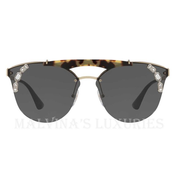 PRADA SUNGLASSES SPR 53U ROUND BROW BAR AVIATOR PILOT TORTOISE CRYSTAL DETAIL main image 10